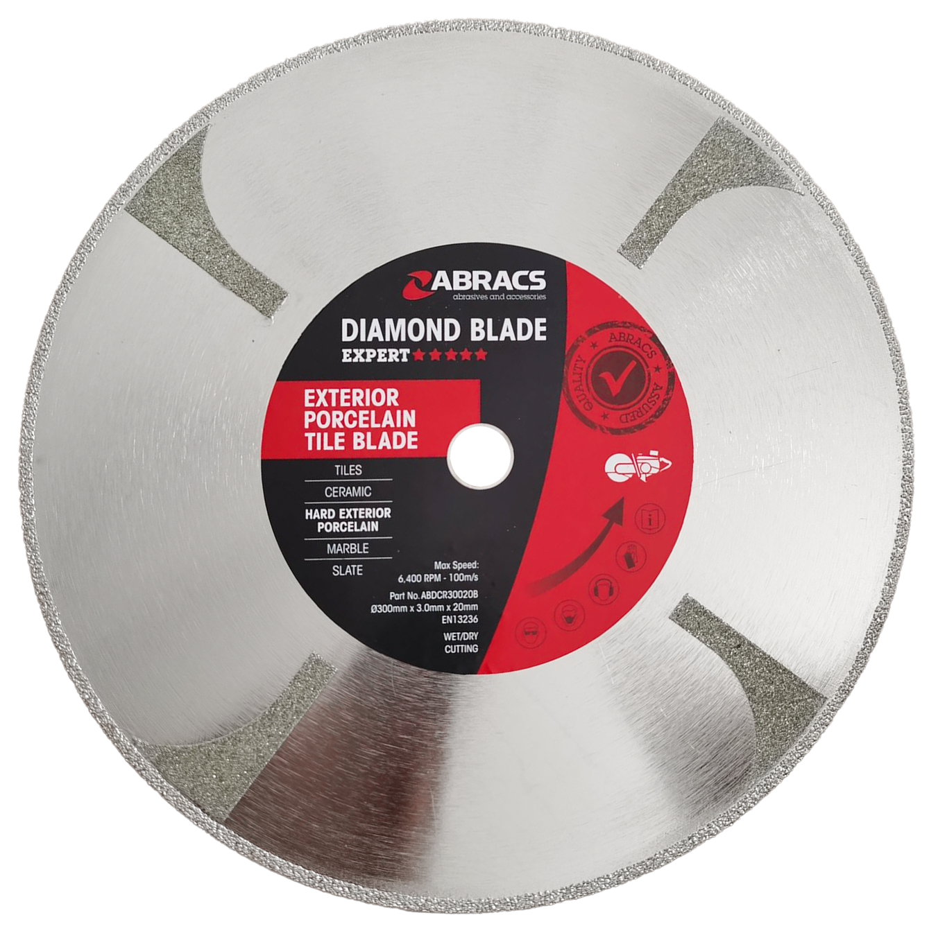 ABDCR30020B "X-Tech" Tile & Porcelain Blade - Brazed 300mm x 20mm