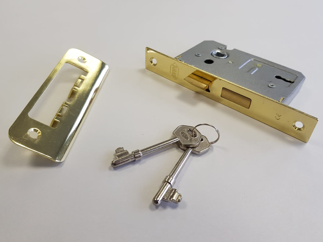 BWH 63mm BRASS 2 LEVER MORTICE LOCK TO PASS