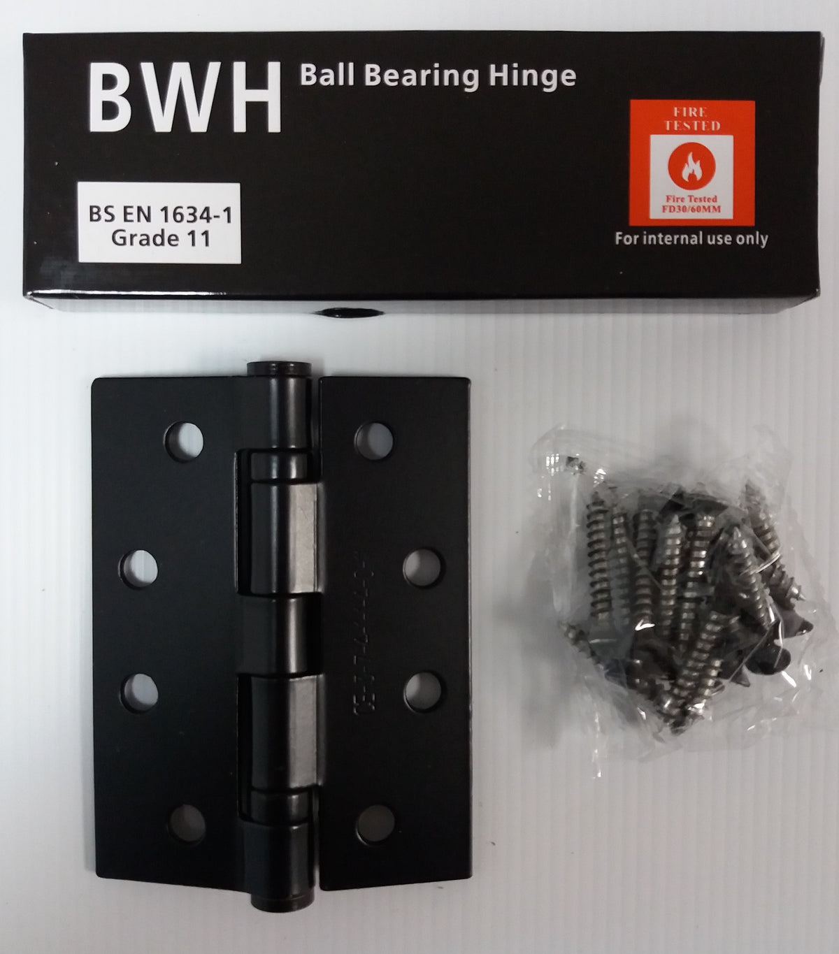 BWH 4" BLACK BALL BEARING HINGE GRADE 11 STEEL 1HR FIRE RATED (2 PACK)