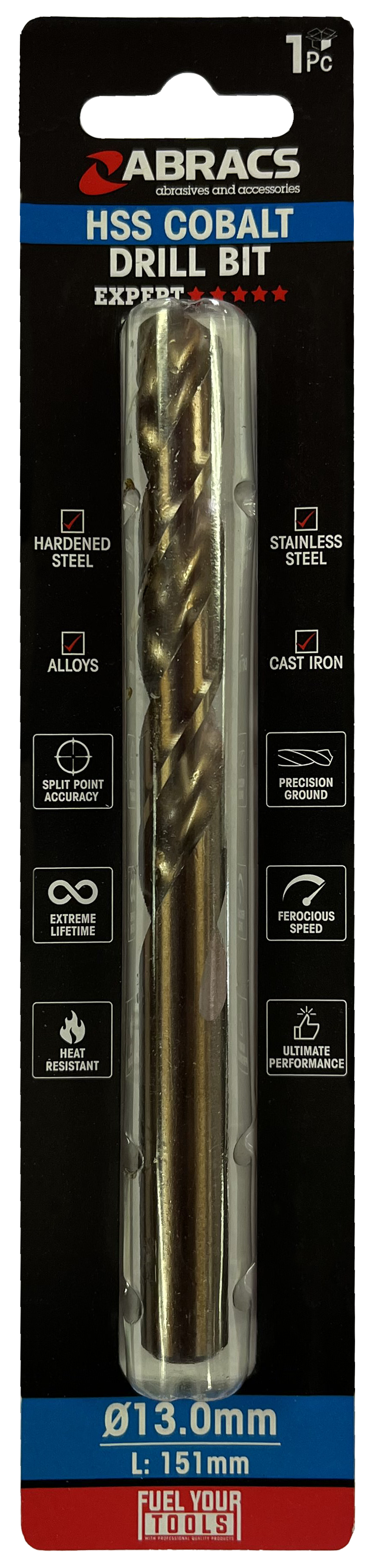 DBCB13001 13.0mm Cobalt (M35) HSS Drill Bit (1pc)