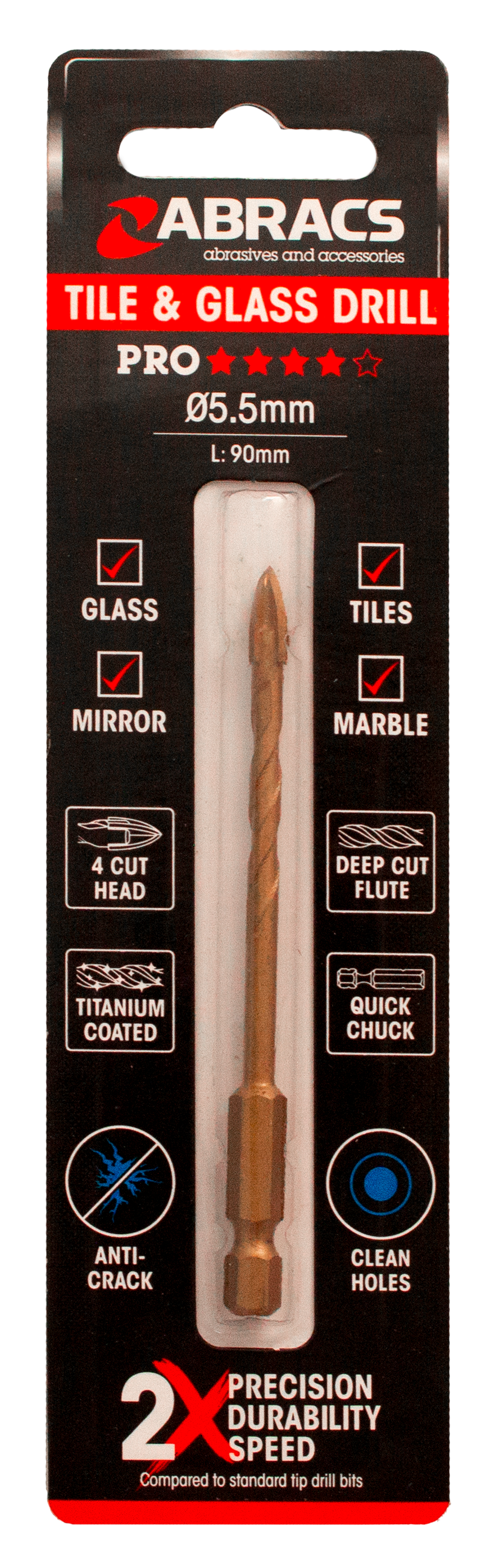 DBG055 Glass & Tile Drill Bit 5.5mm x 90mm