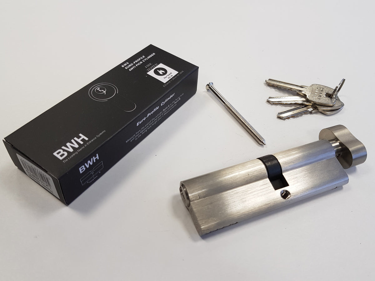 BWH EURO CYLINDER 90MM SATIN NICKLE KEY/TURN