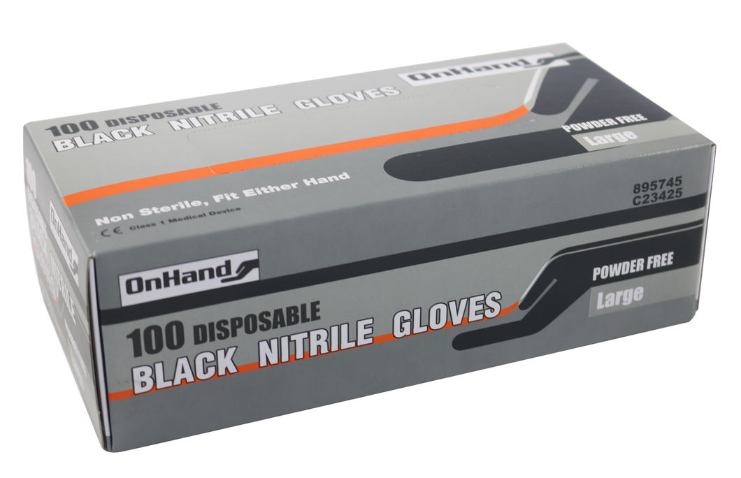OHBLAM OnHand Nitrile Gloves - Black M (100)