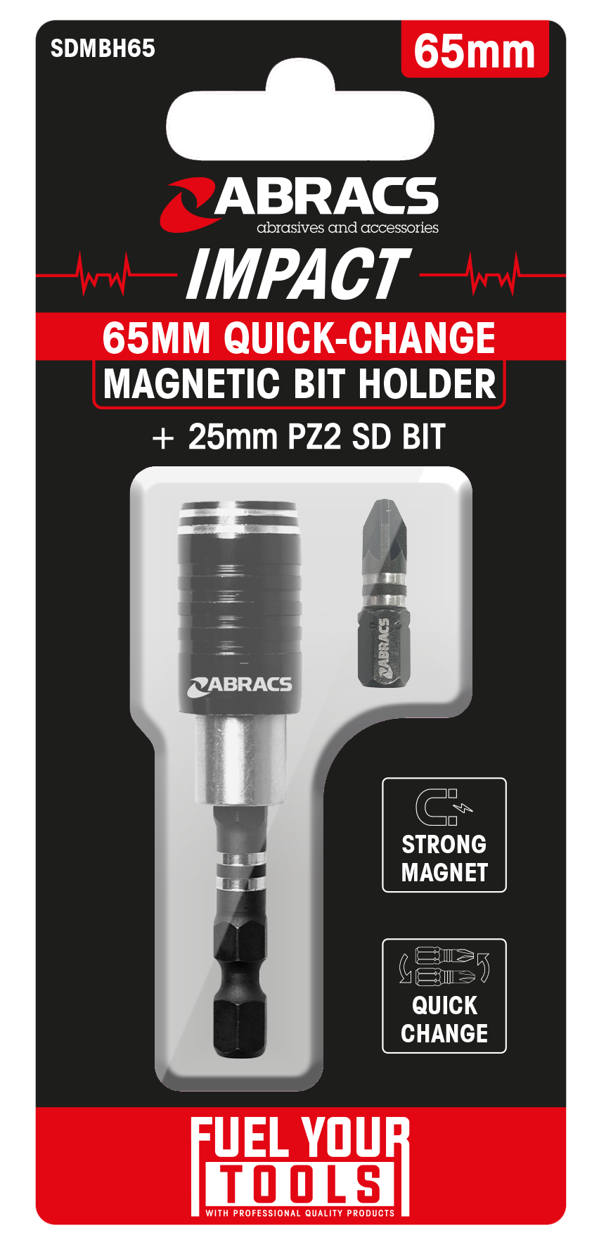 SDMBH65 Quick-Change 65mm Magnetic Bit Holder
+ 25mm PZ2 S/D Bit