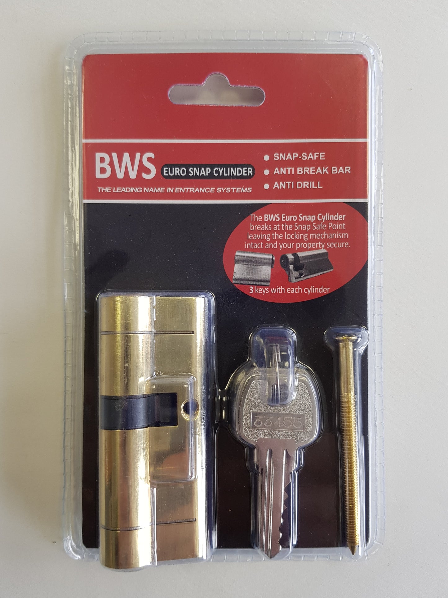 BWH SNAP EURO CYLINDER 80MM BRASS KEY/KEY