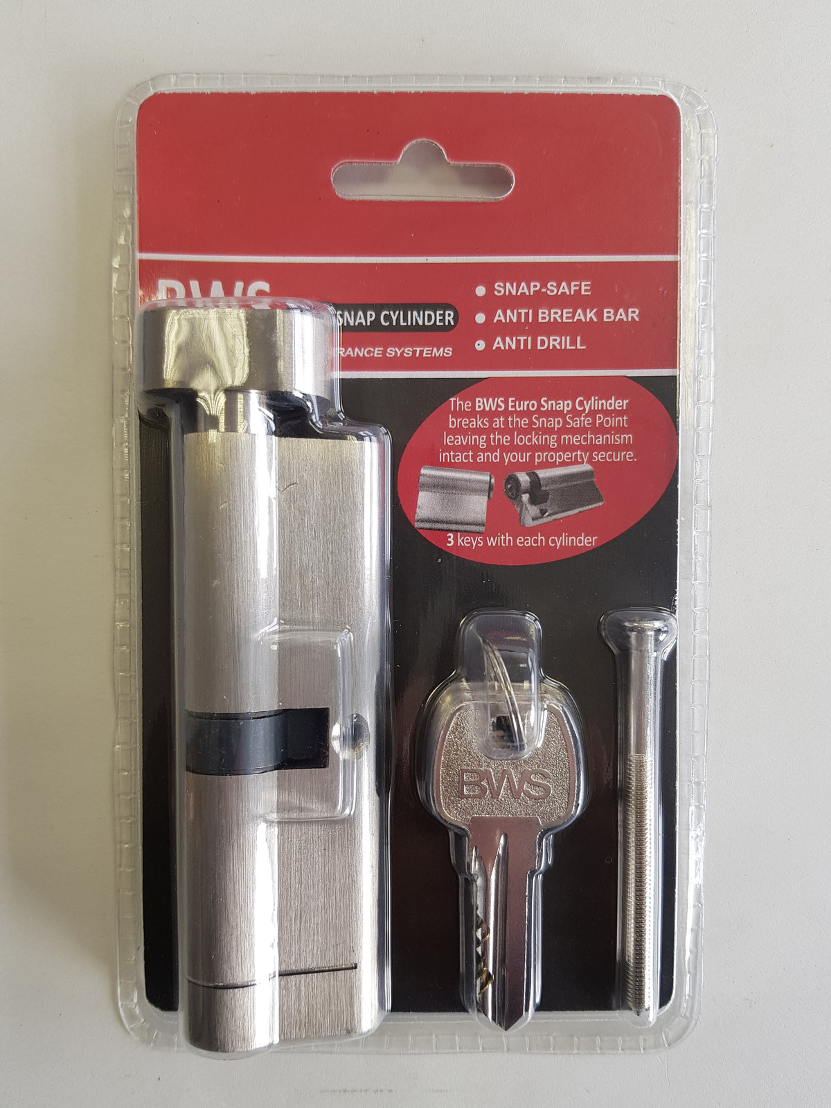 BWH SNAP EURO CYLINDER 100MM SATIN NICKLE KEY/TURN