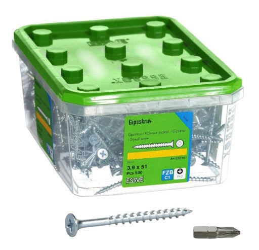 ESSVE POZI 3,5X16 WOOD SCREW CSK FULLY THREADED EZP 2500-TUB