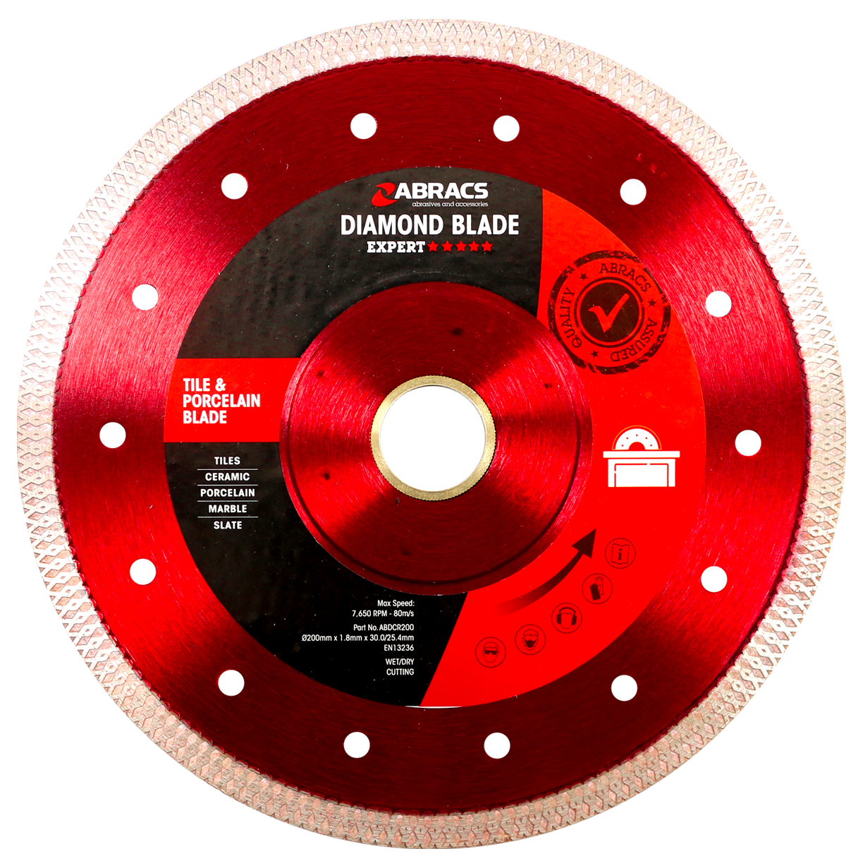 ABDCR200 "X-Tech" TILE BLADE 200mm x 1.8mm x 30.0/25.4mm