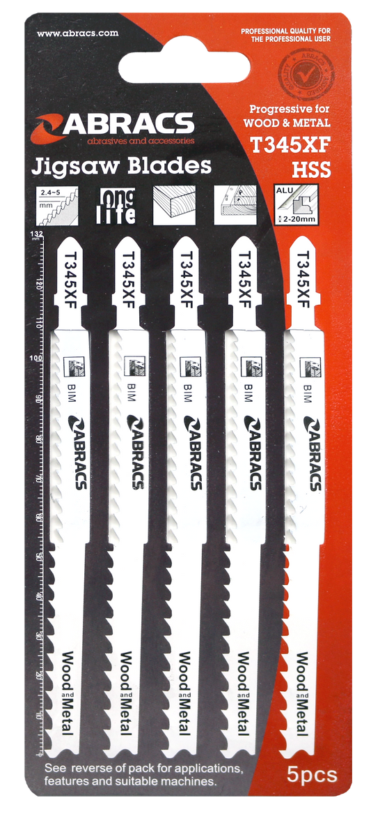 ABT345XF JIGSAW BLADE METAL/WOOD T345XF (5pcs)
