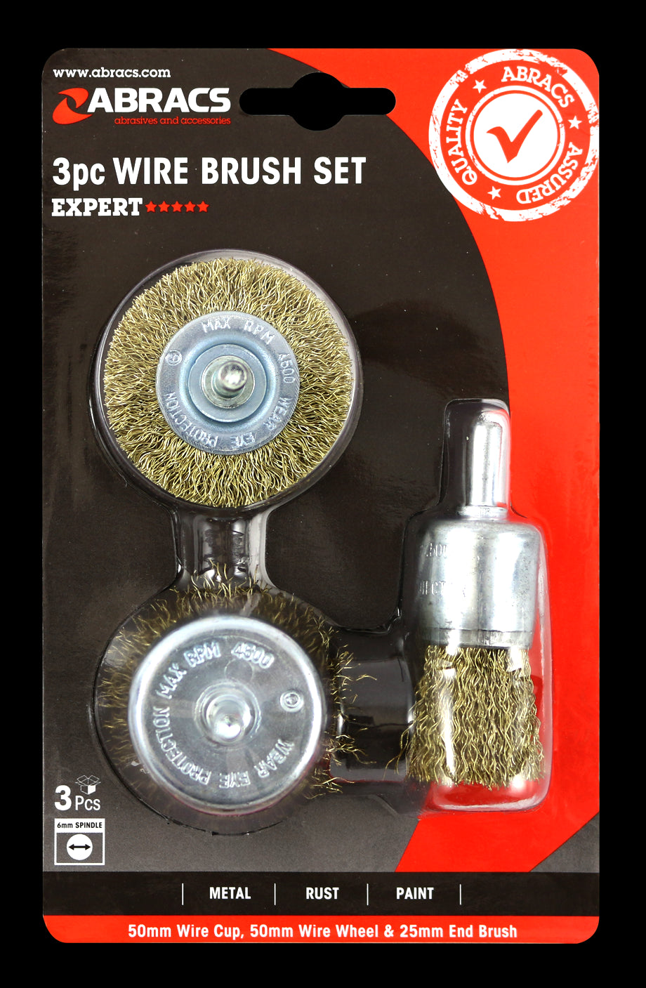 ABWBSMPACK9 3pc SPINDLE MOUNTED WIRE BRUSH SET