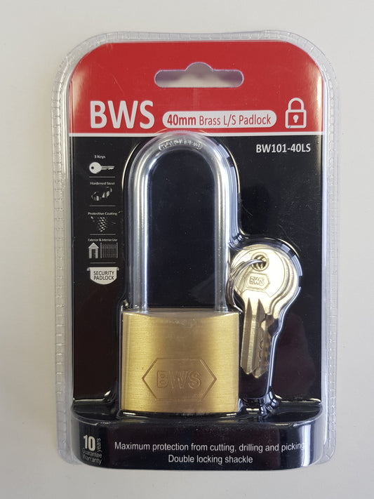 BWH BRASS LONG SHACKLE PADLOCK 40MM