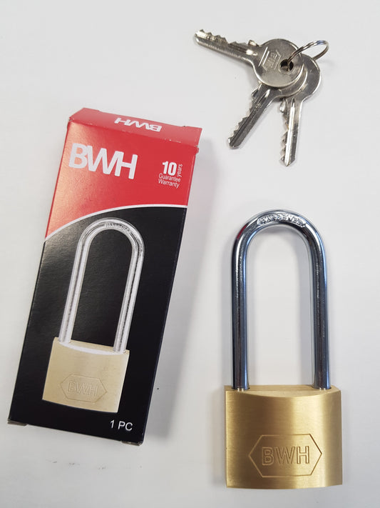 BWH BRASS LONG SHACKLE PADLOCK KEYED ALIKE (SUITE S1) 50MM