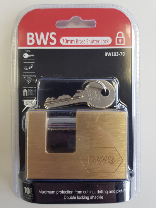 BWH BRASS SHUTTER LOCK 70MM