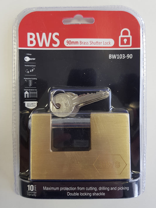 BWH BRASS SHUTTER LOCK 90MM