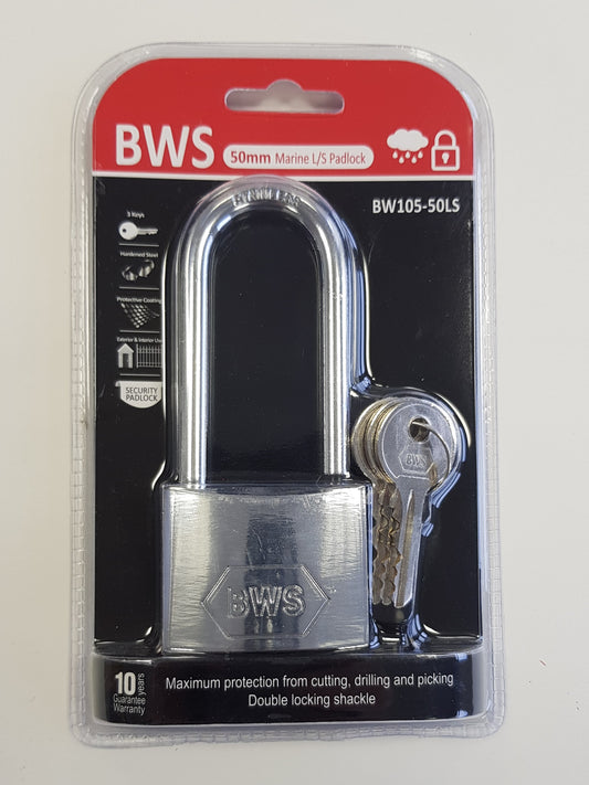 BWH MARINE LONG SHACKLE PADLOCK 50MM