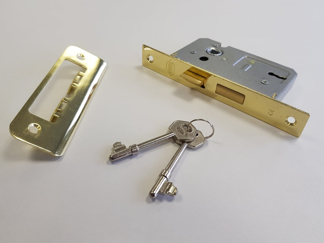 BWH 63mm BRASS 2 LEVER MORTICE LOCK