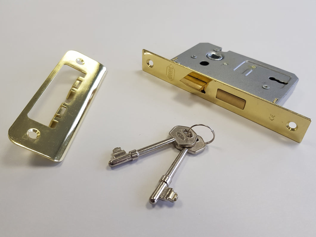 BWH 76mm BRASS 2 LEVER MORTICE LOCK
