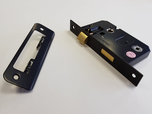 BWH 63mm BLACK 2 LEVER BATHROOM LOCK