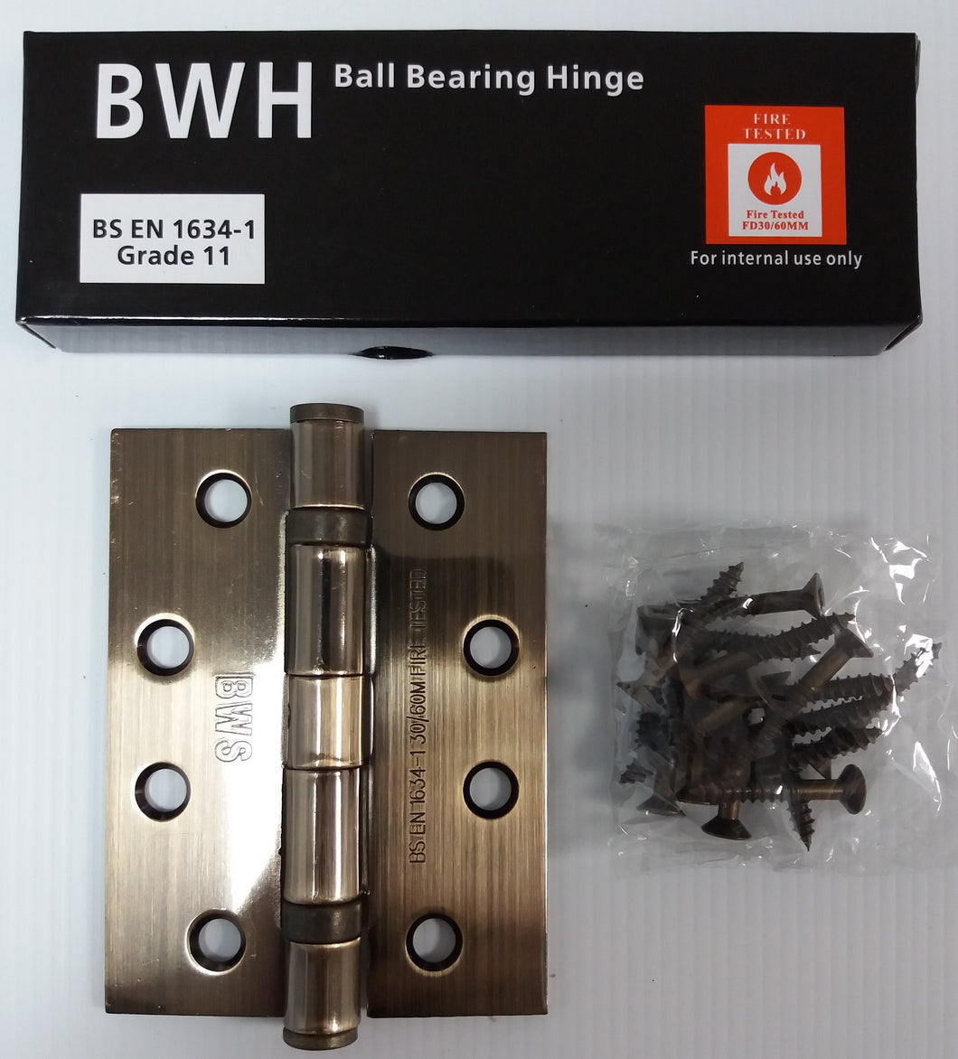 BWH 100MM BRONZE BALL BEARING HINGE GRADE 11 STEEL 1HR FIRE RATED (2 PACK)
