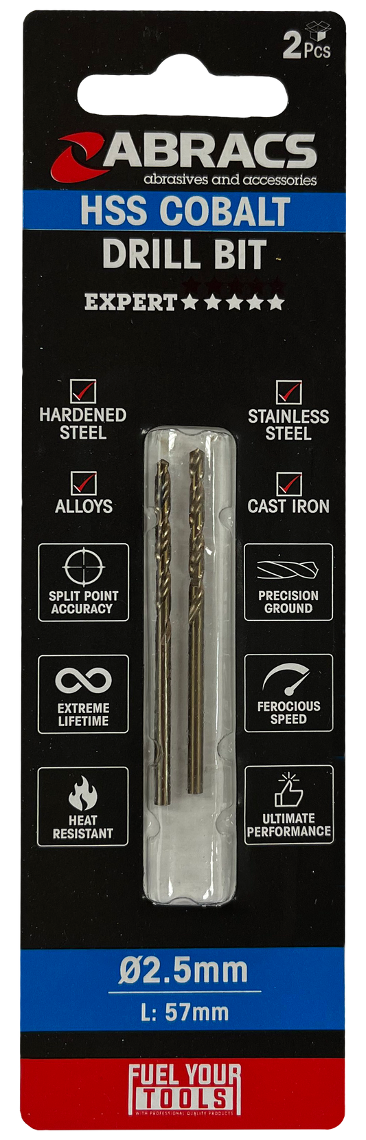 DBCB02502 2.5mm Cobalt (M35) HSS Drill Bit (2pc)