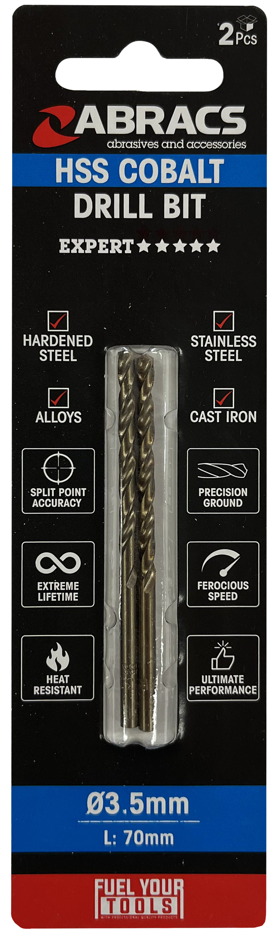 DBCB03502 3.5mm Cobalt (M35) HSS Drill Bit (2pc)