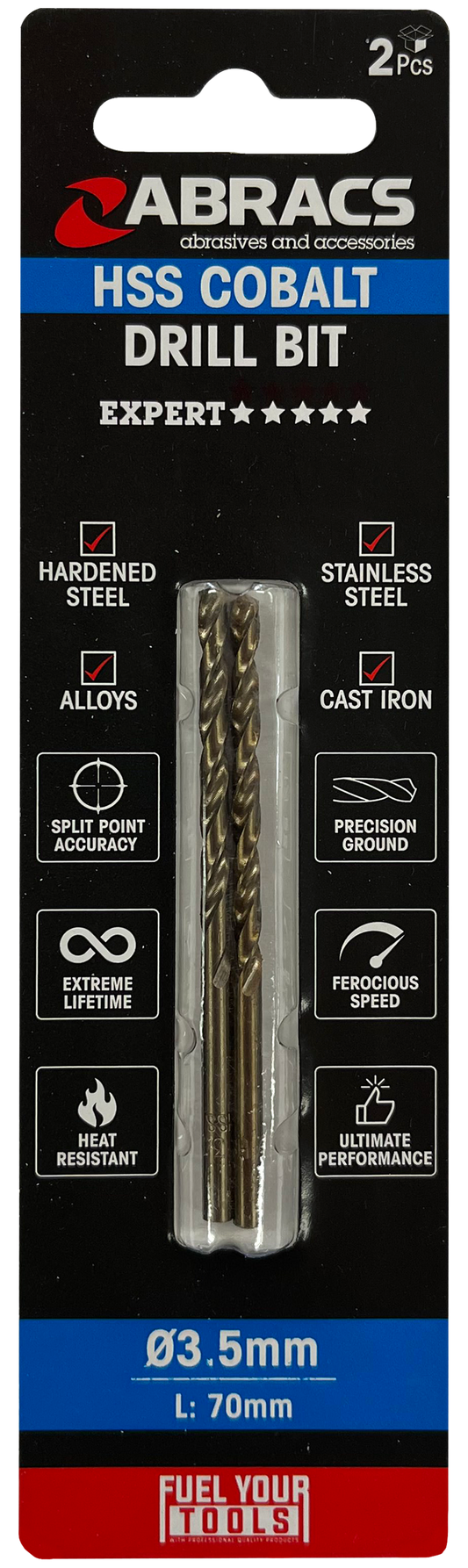 DBCB03502 3.5mm Cobalt (M35) HSS Drill Bit (2pc)