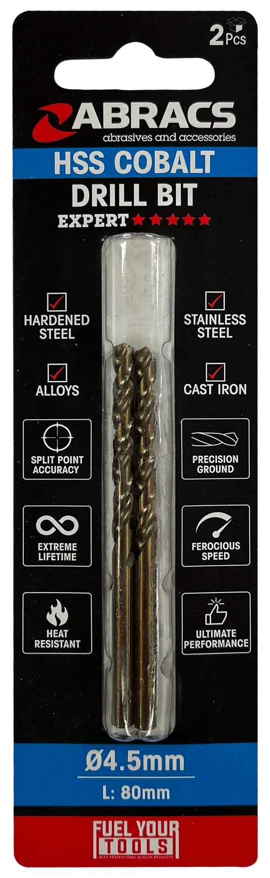 DBCB04502 4.5mm Cobalt (M35) HSS Drill Bit (2pc)
