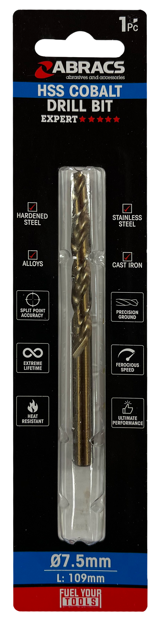 DBCB07501 7.5mm Cobalt (M35) HSS Drill Bit (1pc)
