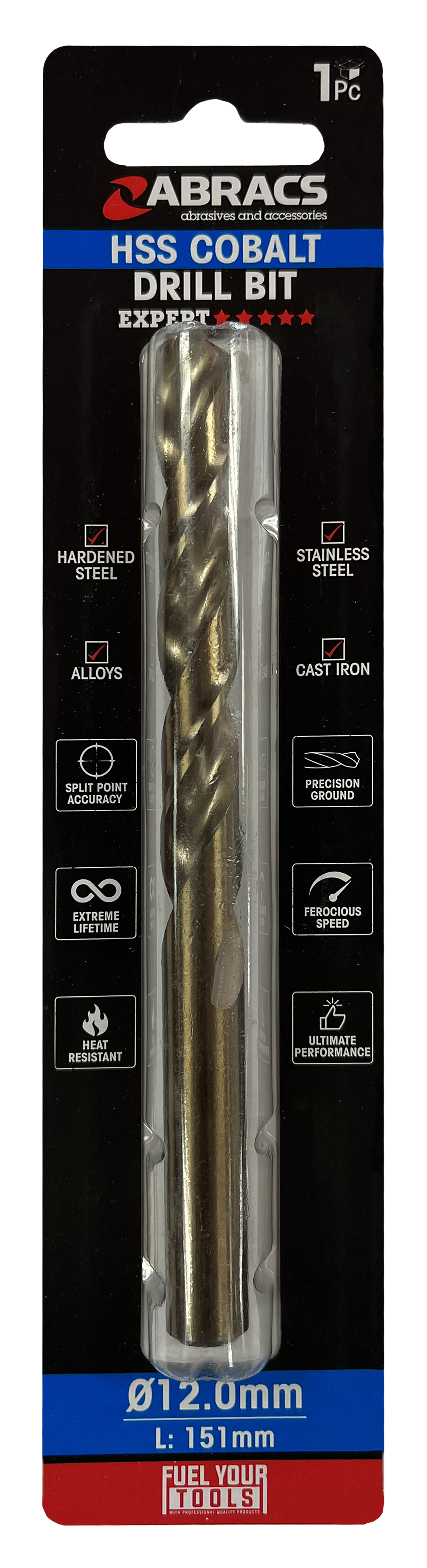 DBCB12001 12.0mm Cobalt (M35) HSS Drill Bit (1pc)