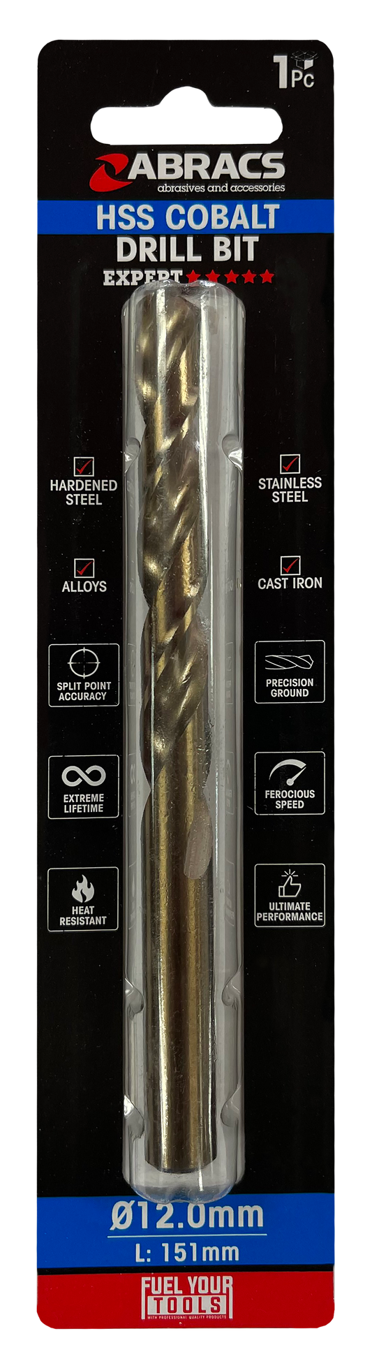 DBCB12001 12.0mm Cobalt (M35) HSS Drill Bit (1pc)