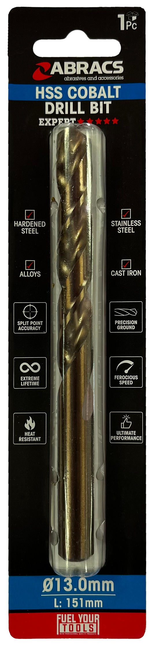 DBCB13001 13.0mm Cobalt (M35) HSS Drill Bit (1pc)