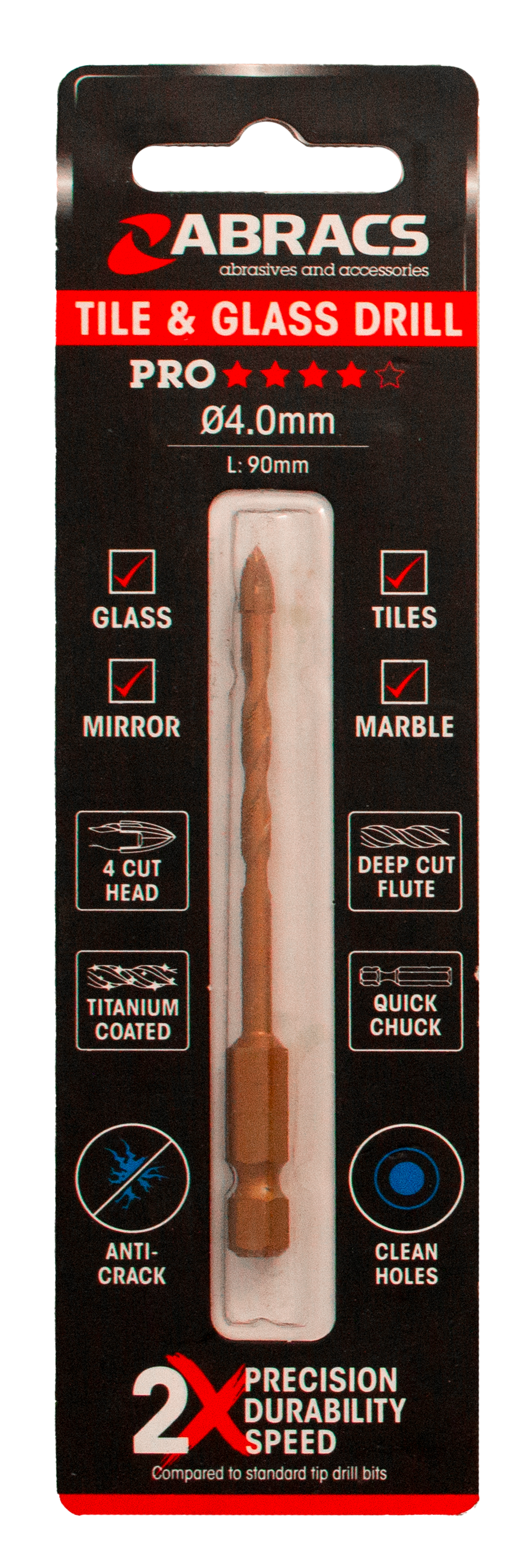 DBG040 Glass & Tile Drill Bit 4.0mm x 90mm