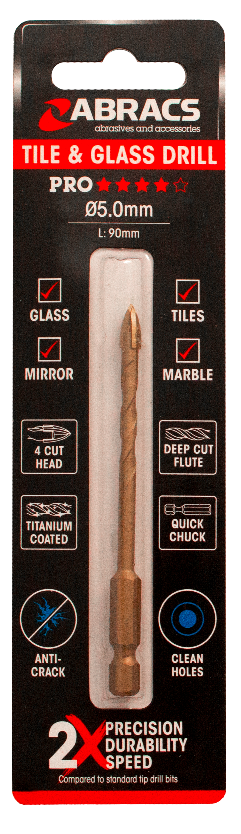 DBG050 Glass & Tile Drill Bit 5.0mm x 90mm