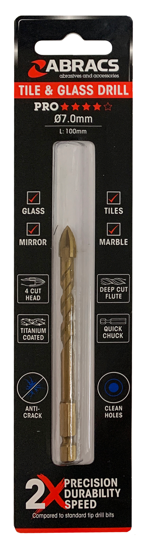DBG070 Glass & Tile Drill Bit 7.0mm x 100mm