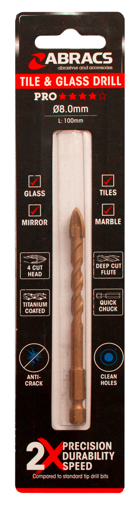 DBG080 Glass & Tile Drill Bit 8.0mm x 100mm