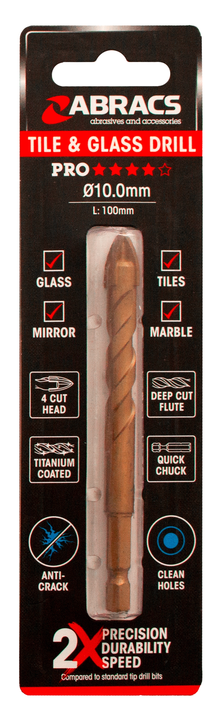 DBG100 Glass & Tile Drill Bit 10.0mm x 100mm