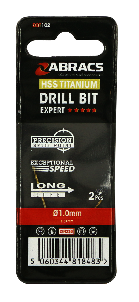 DBT102 1.0mm TiN Coated HSS Drill Bit (2pc)