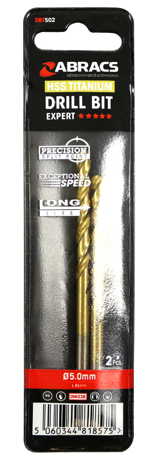DBT502 5.0mm TiN Coated HSS Drill Bit (2pc)