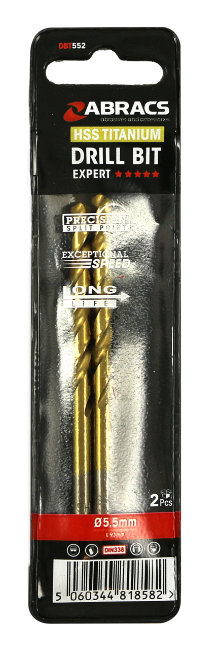 DBT552 5.5mm TiN Coated HSS Drill Bit (2pc)