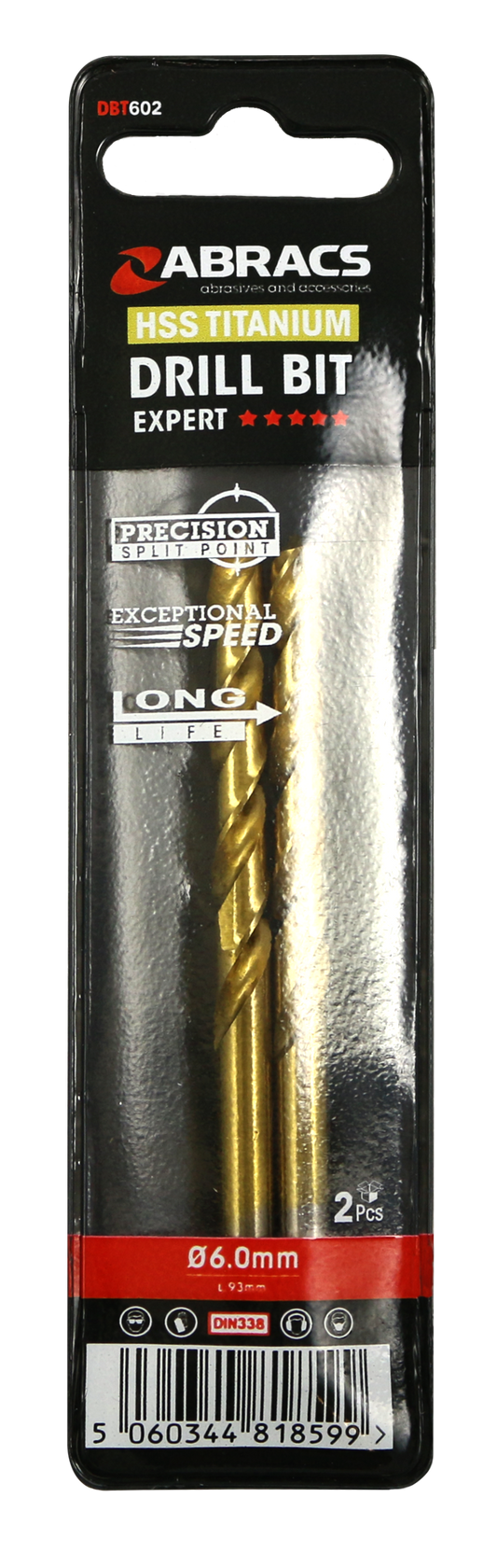 DBT602 6.0mm TiN Coated HSS Drill Bit (2pc)