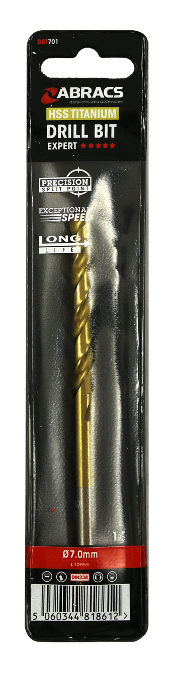 DBT701 7.0mm TiN Coated HSS Drill Bit (1pc)
