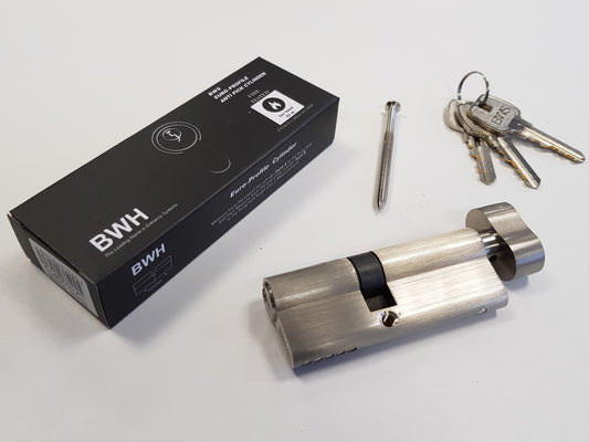 BWH EURO CYLINDER 80MM SATIN NICKLE KEY/TURN