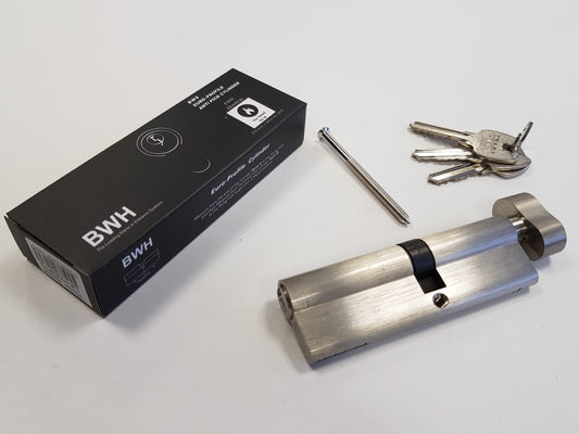 BWH EURO CYLINDER 90MM SATIN NICKLE KEY/TURN