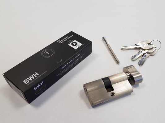 BWH EURO CYLINDER 60MM SATIN NICKLE KEY/TURN