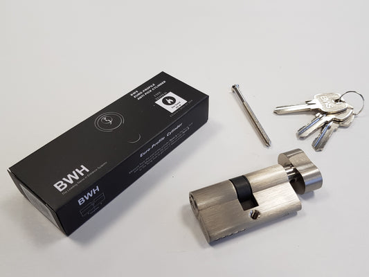 BWH EURO CYLINDER 70MM SATIN NICKLE KEY/TURN