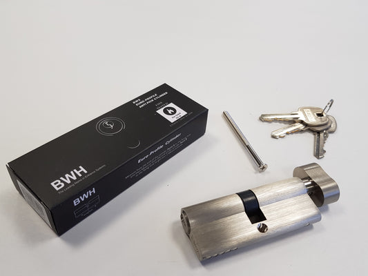 BWH EURO CYLINDER 80MM SATIN NICKLE KEY/TURN