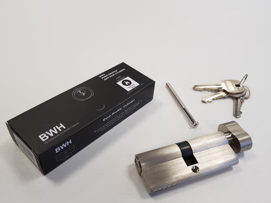 BWH EURO CYLINDER 90MM SATIN NICKLE KEY/TURN