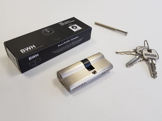 BWH EURO CYLINDER 80MM SATIN NICKLE KEY/KEY