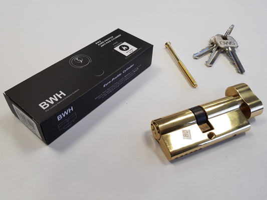 BWH MASTER KEYED EURO CYLINDER 80MM BRASS KEY/TURN