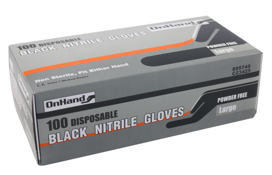 OHBLAM OnHand Nitrile Gloves - Black M (100)